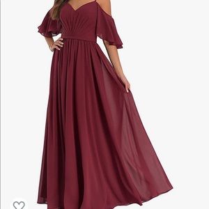 Women's Off The Shoulder Ruffles Chiffon Bridesmaid/Evening Gown